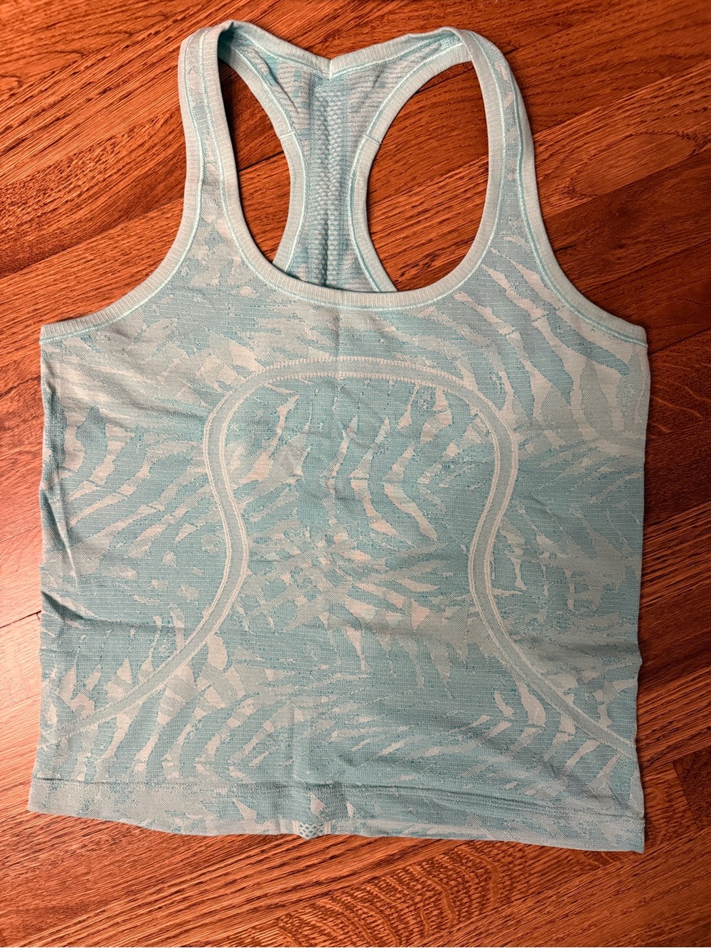 lululemon athletica run swiftly Light Aqua Patterned Racerback Tank